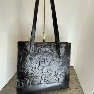 Patricia Nash Elegant Black Leather Tote Bag. Toscano Artisan. Pre-owned.